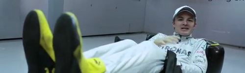 Lying Down on the Job: Nico Rosberg Illustrates His F1 Seating Position