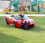 Man Puts Live Lion on Ferrari 458 Italia