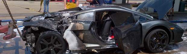 2013 Lamborghini Gallardo Bursts Into Flames at Gas Station