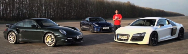 Audi R8 V10 Plus vs. Porsche 911 Turbo S vs. Litchfield GT-R