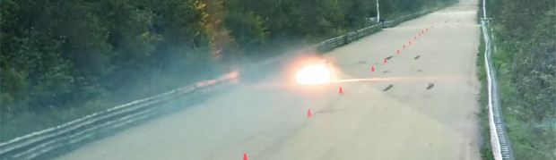 Lamborghini With Under-Ass Fire Does 250 mph in Standing Mile