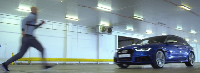 Audi RS 6 and Ben Collins (The Stig) versus Free Runner Damien Walters