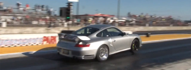 900hp 911 GT2 Attempts Flight On Drag Strip