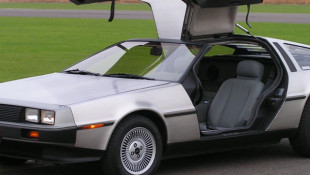 Jerry Seinfeld and Patton Oswalt in a DeLorean DMC-12