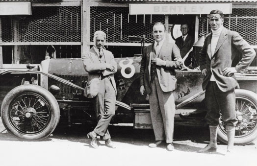 Clement and Duff take the overall victory at Le Mans in 1924. Seen here with W.O. Bentley (center).