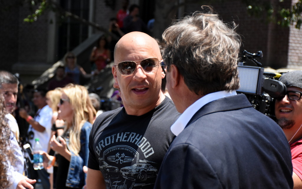 Vin Diesel is greeted by Chick Russell.