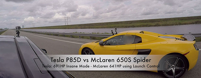 Tesla P85D VS McLaren 650S Drag Race