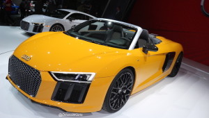 Sexy German Blonde Goes Topless in NYC – Audi R8 Spyder