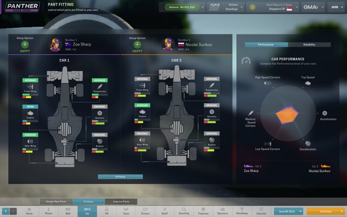 SEGA Motorsport Manager car setup 1