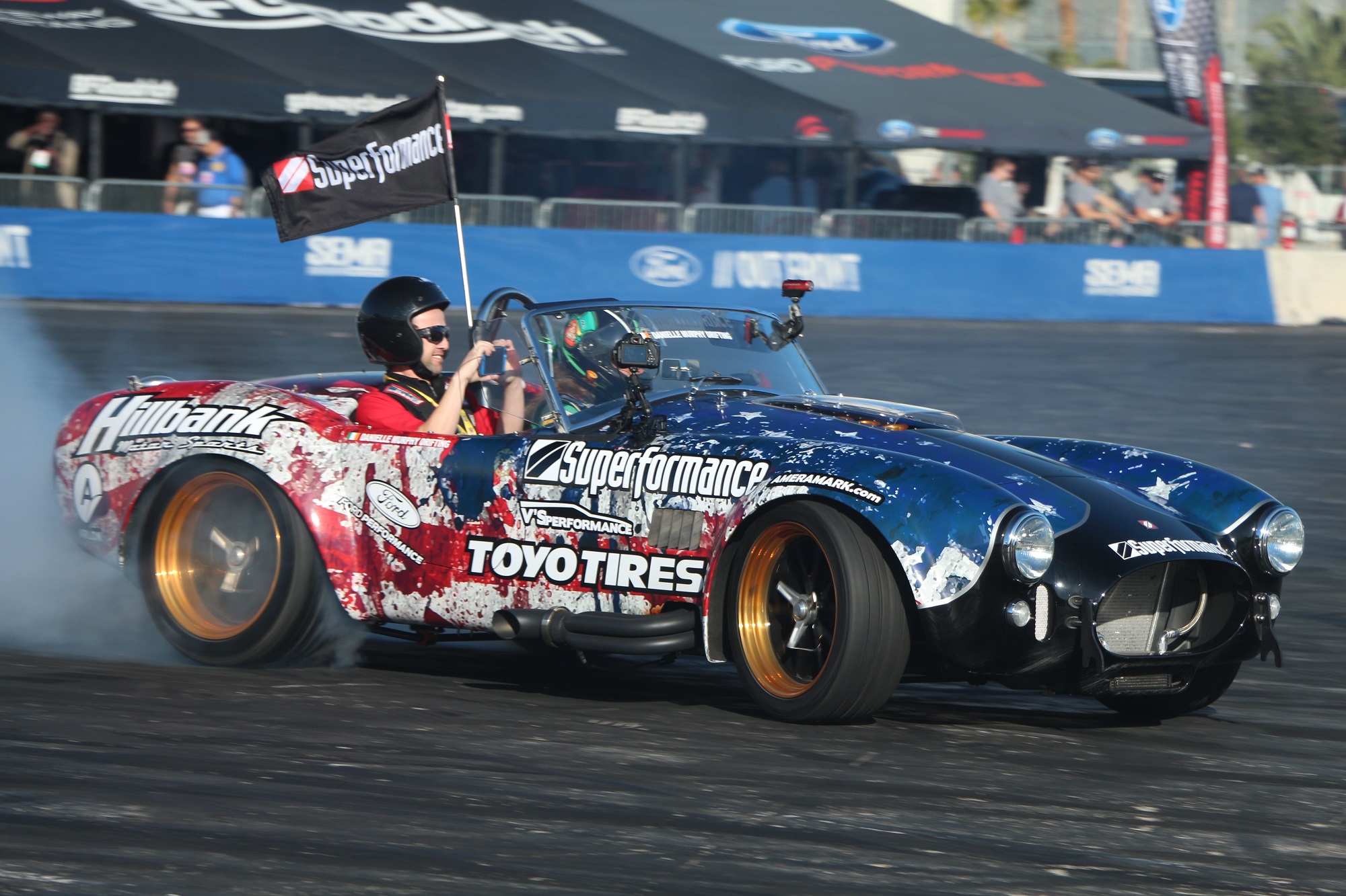 6SpeedOnline.com SEMA 2017 Superformance Hillbank V's Performance Ford MKIII Cobra Drift Drifting Sideshow