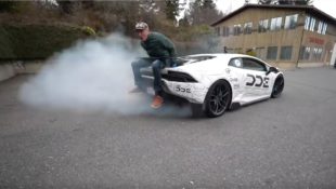 Riding a Lamborghini.