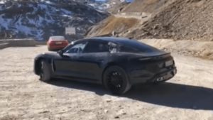 Porsche Taycan Spied Testing Against Rival Tesla Model S