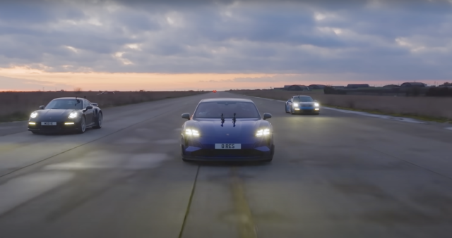 Stock Porsche 911 Turbo S vs Taycan Turbo GT vs Tuned 911 Turbo S Drag Race