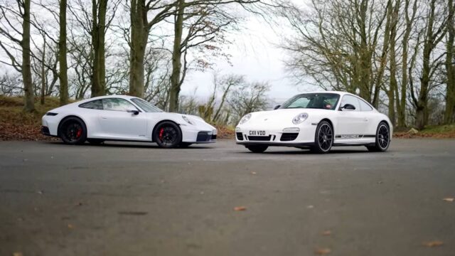 A duo of Porsche 911 Carrera GTS models separated by 15 years.