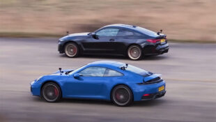 2025 Porsche 911 GTS and 2025 BMW M4 CS drag racing