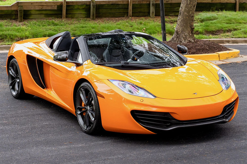 Papya Orange McLaren MP4-12C for Auction Spider roof down